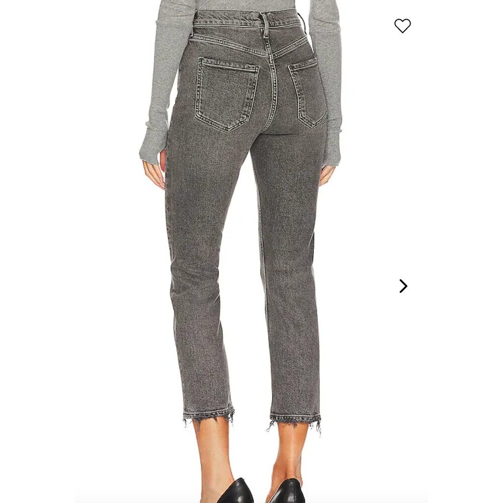 Agolde Riley High Rise Straight Crop Jeans in Century Washed Black Size 28 - Picture 2 of 10